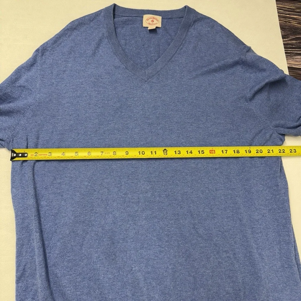 Brooks Brothers Red Fleece V Neck Mens XL Cotton Cashmere‎ Blue Pullover